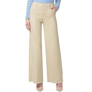 NWT Hue Women's Frayed Mid-Rise Wide-Leg Denim Leggings - Off White